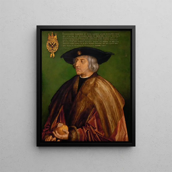 Portrait of Maximilian I - Albrecht Dürer — framed artwork on a wall