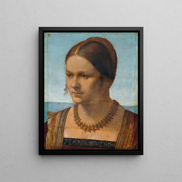 Portrait of a Young Venetian Woman (Case Conflict) - Albrecht Dürer — framed artwork on a wall