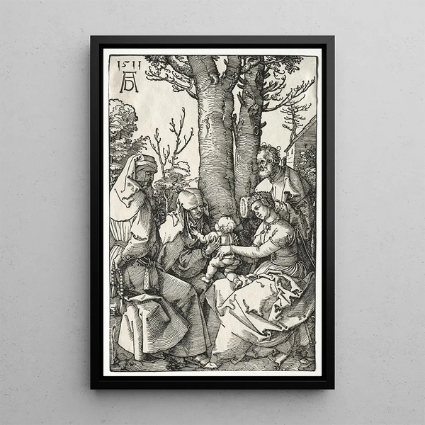 La Sainte Famille avec Joachim et Anne - Albrecht Dürer — framed artwork on a wall