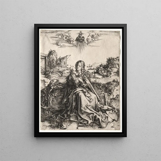La Sainte Famille avec le papillon - Albrecht Dürer — framed artwork on a wall