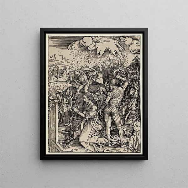 The Martyrdom of Saint Catherine of Alexandria - Albrecht Dürer — framed artwork on a wall