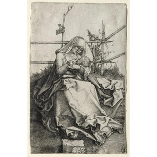 The Virgin and Child on a grassy bench - Albrecht Dürer — artwork view
