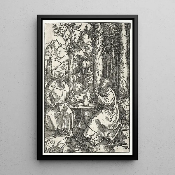 Reproduction of the painting La visite de Saint Antoine à Saint Paul l'Ermite - Albrecht Dürer
