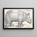 The Rhinoceros - Albrecht Dürer — framed artwork on a wall