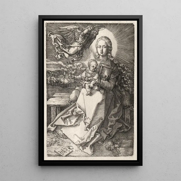 Virgin crowned by an angel - Albrecht Dürer — framed artwork on a wall