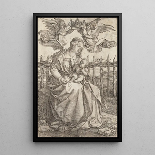 the Virgin Mary crowned by two angels - Albrecht Dürer — framed artwork on a wall