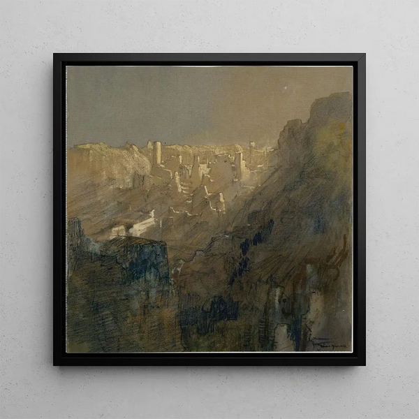 Landscape Album Painting, Sheet 1 - Wang Gai — framed artwork on a wall
