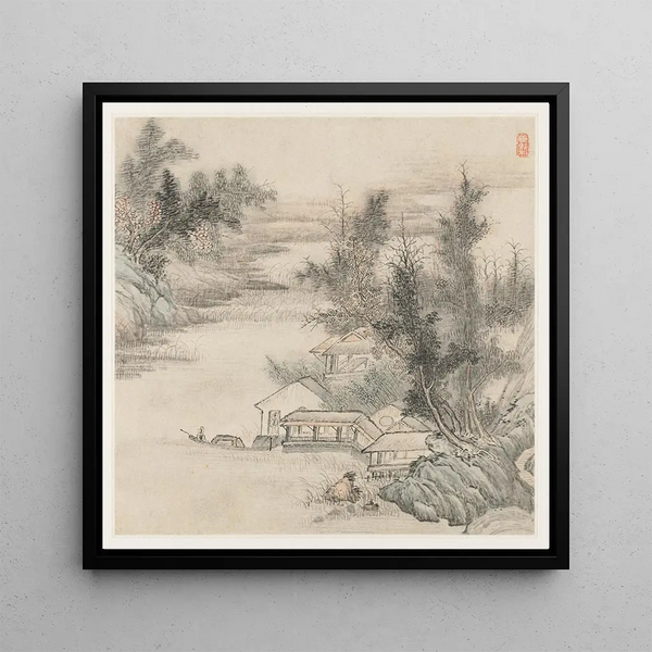 Album of Landscapes Sheet 2 - Wang Gai — framed artwork on a wall