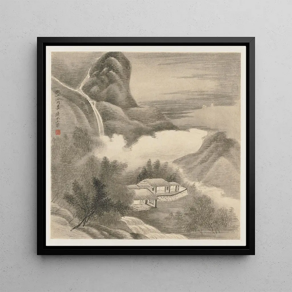 Landscape Album Painting, Sheet 5 - Wang Gai — framed artwork on a wall