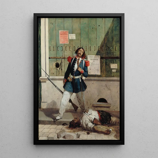 Garde national blessé épisode de la révolution de 1848 - Alcide Joseph Lorentz — framed artwork on a wall