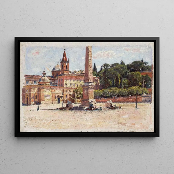 Sketch of Piazza del Popolo in Rome - Aleksander Gierymski — framed artwork on a wall