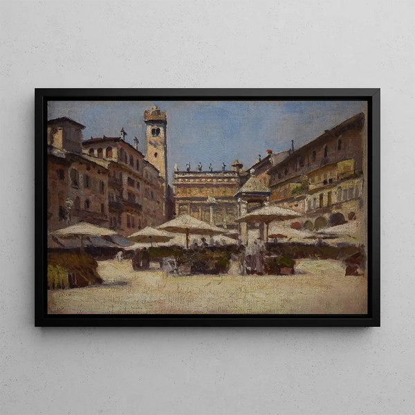 Piazza delle Erbe in Verona - Aleksander Gierymski — framed artwork on a wall