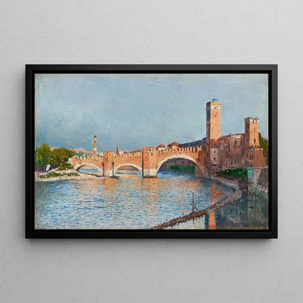 Pont Scaliger in Verona - Aleksander Gierymski — framed artwork on a wall