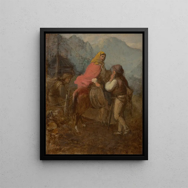 A Highland Woman on Horseback - Aleksander Kotsis — framed artwork on a wall