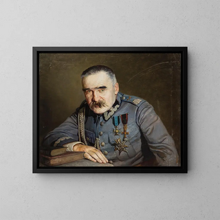 Portrait Painting of Józef Piłsudski - Aleksander Krawczyk — framed artwork on a wall