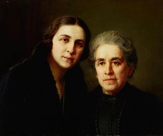 Portrait Painting of Mrs. Biesiekierska with her daughter - Aleksander Krawczyk — artwork view