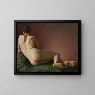 Nude Back of a Lying Man - Aleksander Lesser — framed artwork on a wall