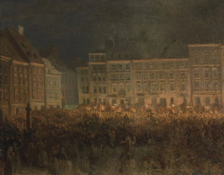Patriotic manifestation painting on the Old Town square in 1861 - Aleksander Lesser — artwork view