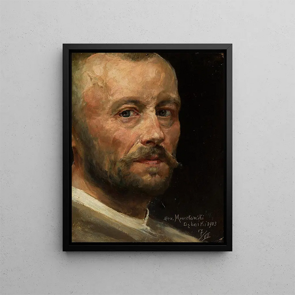 Self-portrait Painting - Aleksander Mroczkowski — framed artwork on a wall