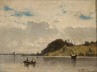 Landscape painting of lake and river - Aleksander Swieszewski — artwork view