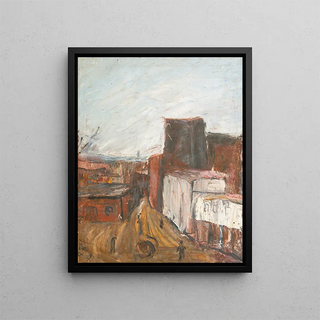 Street scene painting - Aleksandrs Drvi — framed artwork on a wall