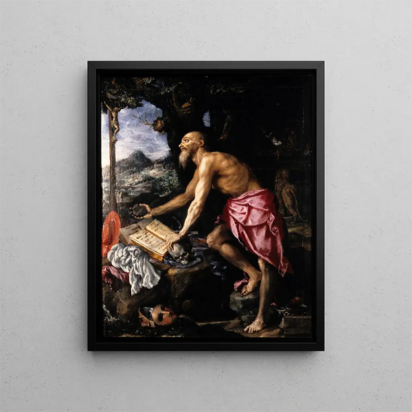 The Penitent Saint Jerome - Alessandro Allori — framed artwork on a wall
