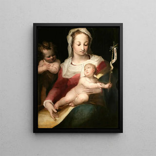 The Virgin and Child with the young Saint John - Alessandro Casolani — framed artwork on a wall