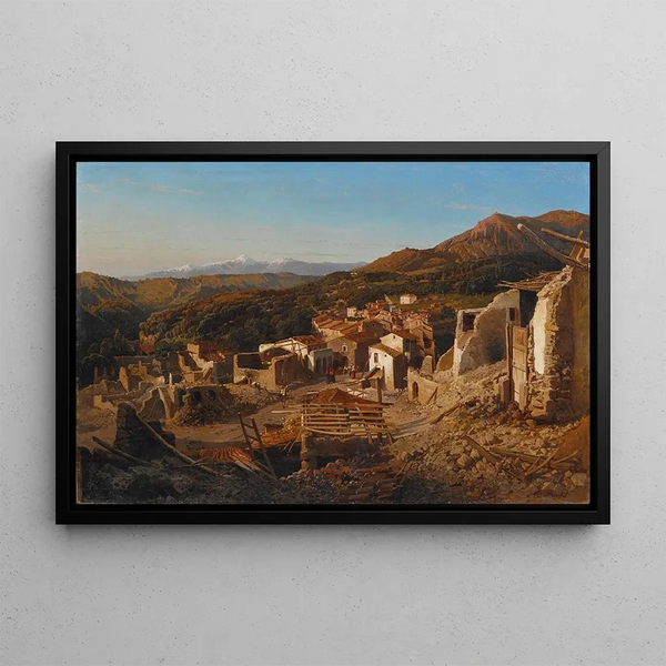 View of San Sebastiano in the Abruzzi - Alessandro La Volpe — framed artwork on a wall