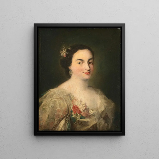 Portrait painting of a young woman - Alessandro Longhi — framed artwork on a wall