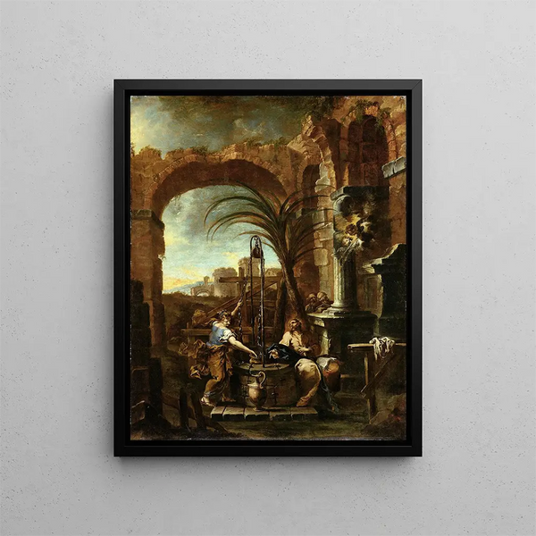 The Christ and the Samaritan Woman - Alessandro Magnasco — framed artwork on a wall