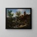 Landscape Painting with Gypsies and Laundresses - Alessandro Magnasco — framed artwork on a wall