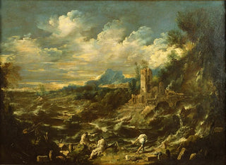 Landscape painting with stormy sea - Alessandro Magnasco — artwork view