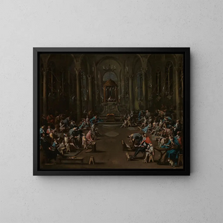 La Synagogue - Alessandro Magnasco — framed artwork on a wall