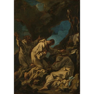 Three Camaldolese monks in ecstatic prayer - Alessandro Magnasco — artwork view