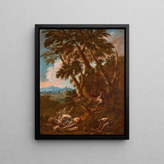 Lavandières et bûcherons - Alessandro Magnasco — framed artwork on a wall