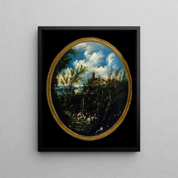 Faithful to a Sanctuary Object - Alessandro Magnasco — framed artwork on a wall