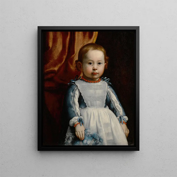 Portrait of Prince Augusto Chigi aged 21 months - Alessandro Mattia da Farnese — framed artwork on a wall