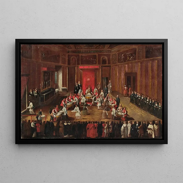 the Ceremony of the Agnus Dei celebrated by Pope Clement XI - Alessandro Piazza — framed artwork on a wall