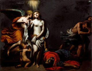 Sainte Agnès protégée par un ange - Alessandro Turchi — artwork view
