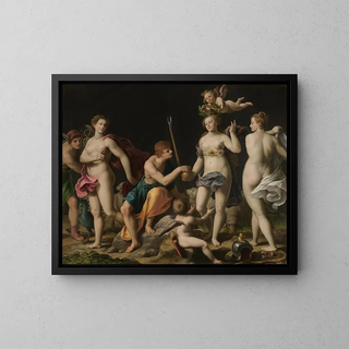 The Judgment of Paris - Alessandro Turchi — framed artwork on a wall
