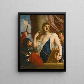 Semiramis called to arms - Alessandro Varotari — framed artwork on a wall