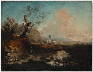 Landscape painting with a tower - Alessio de Marchis — artwork view