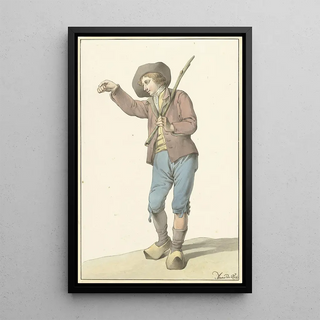 a Peasant Boy Pointing with His Right Hand - Aletta de Freij — framed artwork on a wall