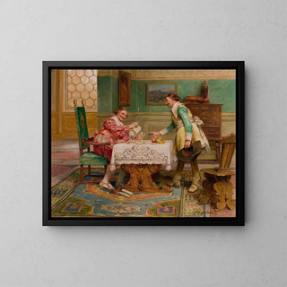 Cavaliers dans un intérieur - Alex De Andreis — framed artwork on a wall