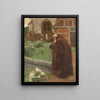 Monk in the Monastery Garden - Alexander Bertrand — framed artwork on a wall