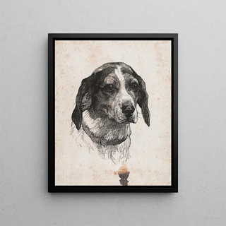 A dog's head - Alexander Blom — framed artwork on a wall