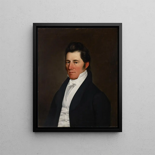 Portrait painting of Dr John H. Sanders - Alexander Bradford — framed artwork on a wall
