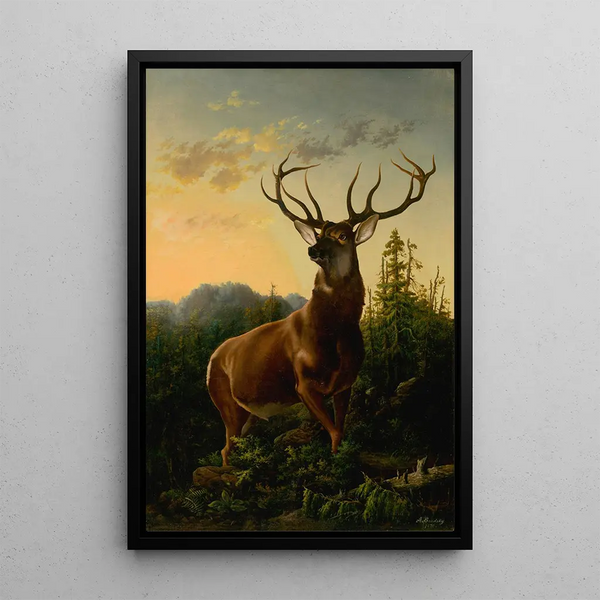 Reproduction of the painting Deer in a Forest Landscape - Alexander Brodszky