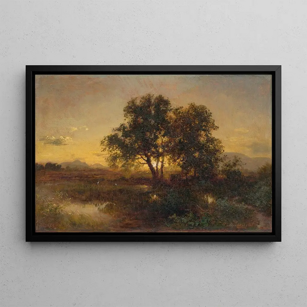 Landscape painting at dusk - Alexander Brodszky — framed artwork on a wall