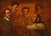 Künstlergesellschaft Die Maler Gauermann, Danhauser und Alconiere vor dem Bild Dr. Müllers - Alexander Clarot — artwork view